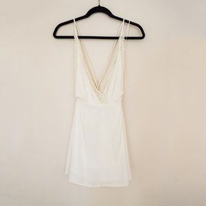 White Mini-dress with Lace Trim
